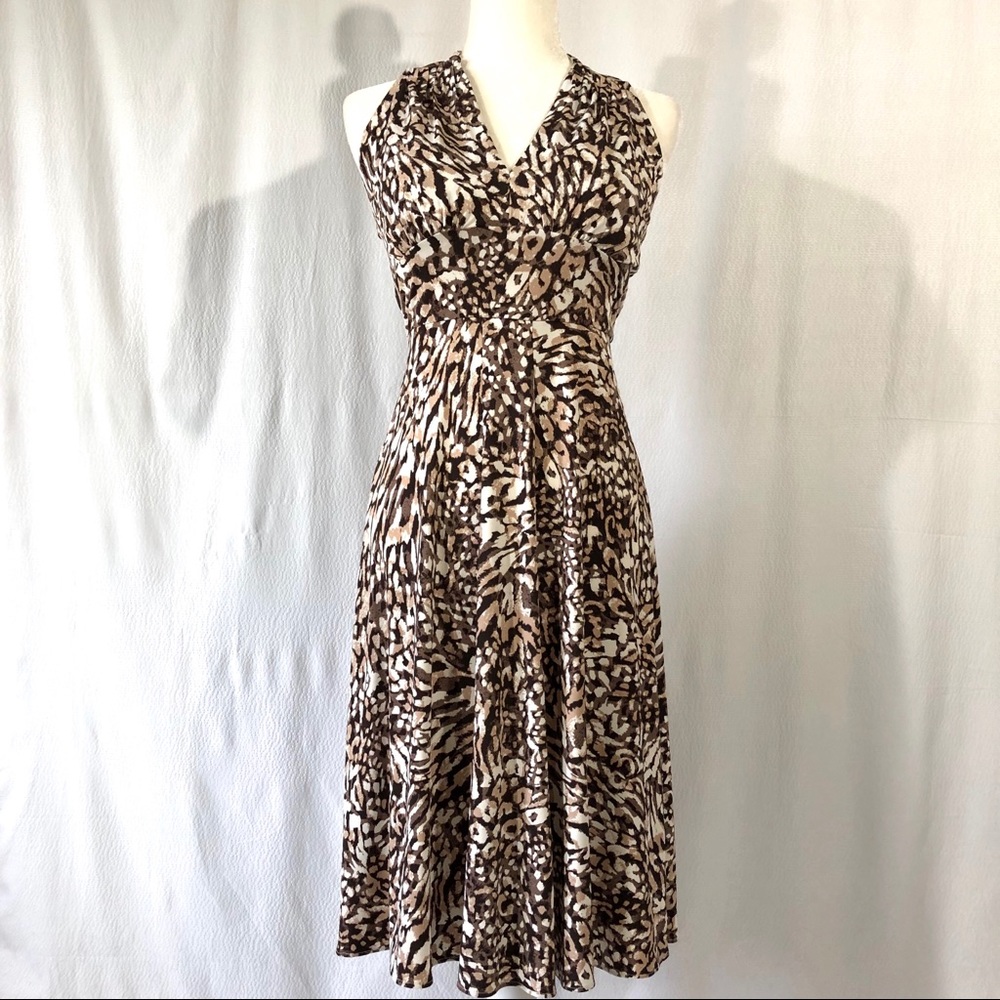 Calvin Klein Brown Print Stretch Halter Dress